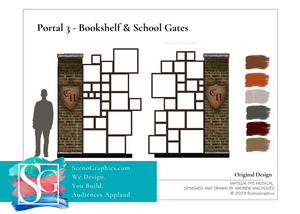 Matilda Set Design Blueprints_mid century bookshelf_school gates_high school_build matilda set