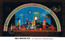 Load image into Gallery viewer, Main Street, "All Shook Up" musical set, ScenoGraphics design. Rent Design Pak© to build yourself! DIY Sets, guide to building, high school, college, community theater. Play.