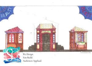 Beauty and the Beast Set Design Blueprints, Town, Bakery, Book Seller, Town Hall