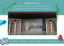 Load image into Gallery viewer, Built Addams Family musicals set using ScenoGraphics Blueprints
