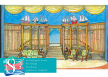 Load image into Gallery viewer, Set Design Blueprints and Instructions for No No Nanette Musical | seaside living room parlor ship decor wooden siding
