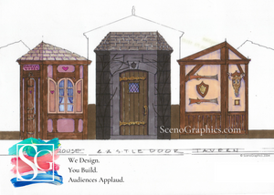 Beauty and the Beast Set Design Blueprints, Castle Door, Tavern, Belle's House