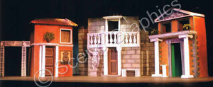 "A Funny Thing Happened on the Way to the Forum" musical set, ScenoGraphics design. Roman, columns, Rome. Rent Design Pak© to build yourself! DIY Sets, guide to building, high school, college, community theater. Play.