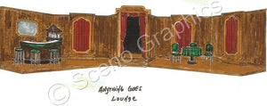 Lounge, single decker boat, "Anything Goes" musical set, ScenoGraphics design. Rent Design Pak© to build yourself! DIY Sets, guide to building, high school, college, community theater. Play.