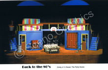 Load image into Gallery viewer, Corey Jr.&#39;s House &quot;Back to the 80&#39;s&quot; musical set, ScenoGraphics design. Rent Design Pak© to build yourself! DIY Sets, guide to building, high school, college, community theater. Play.
